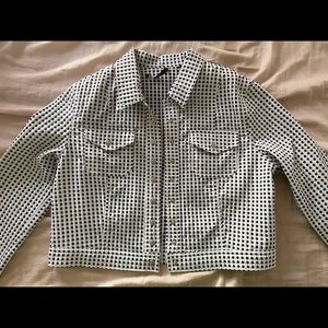 White Polka Dot Cropped Jacket